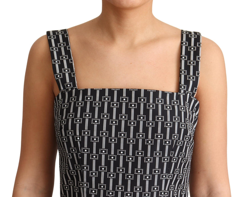 Robe trapèze en coton à motifs noir et blanc de Dolce &amp; Gabbana