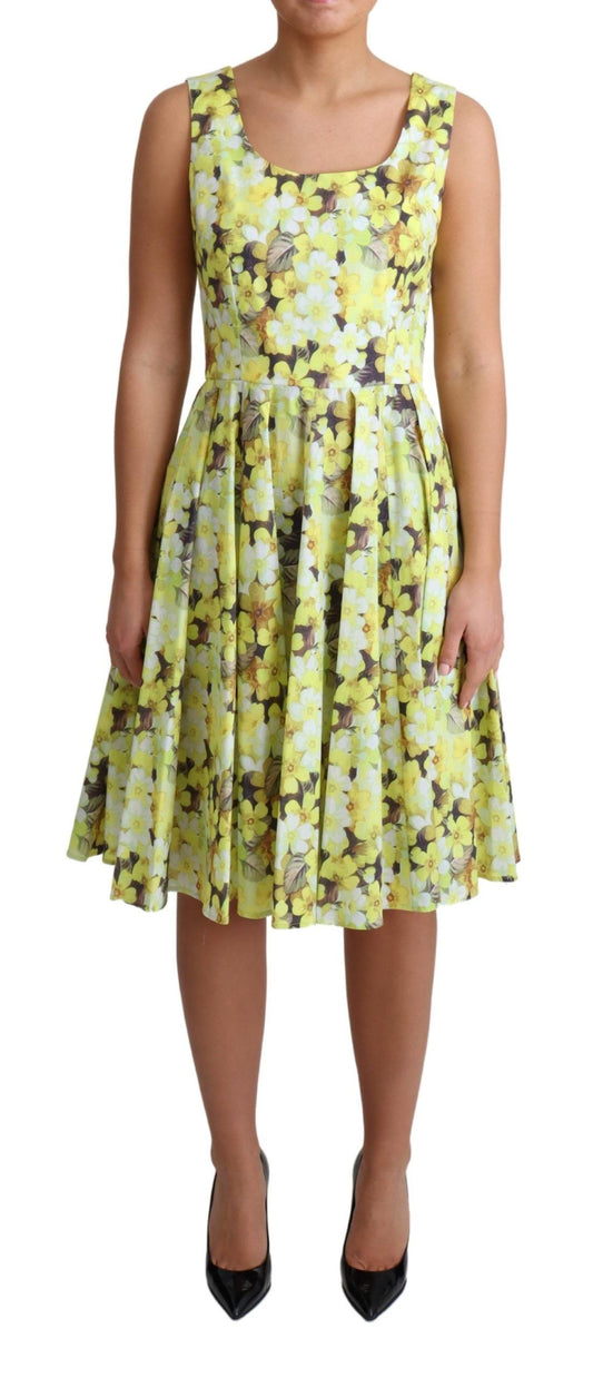 Dolce &amp; Gabbana gele bloemenpatroon stretch katoenen jurk