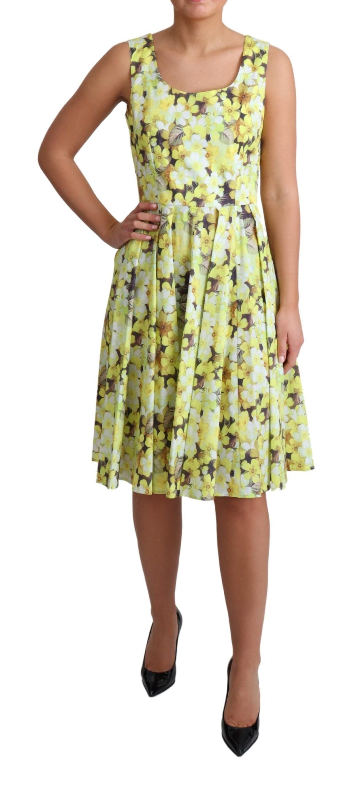 Dolce &amp; Gabbana gele bloemenpatroon stretch katoenen jurk