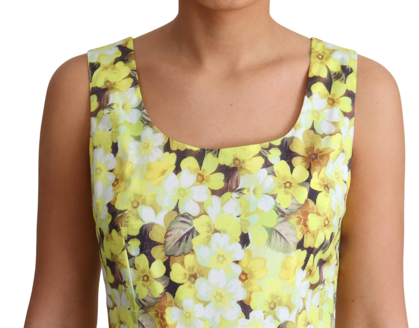 Dolce &amp; Gabbana gele bloemenpatroon stretch katoenen jurk