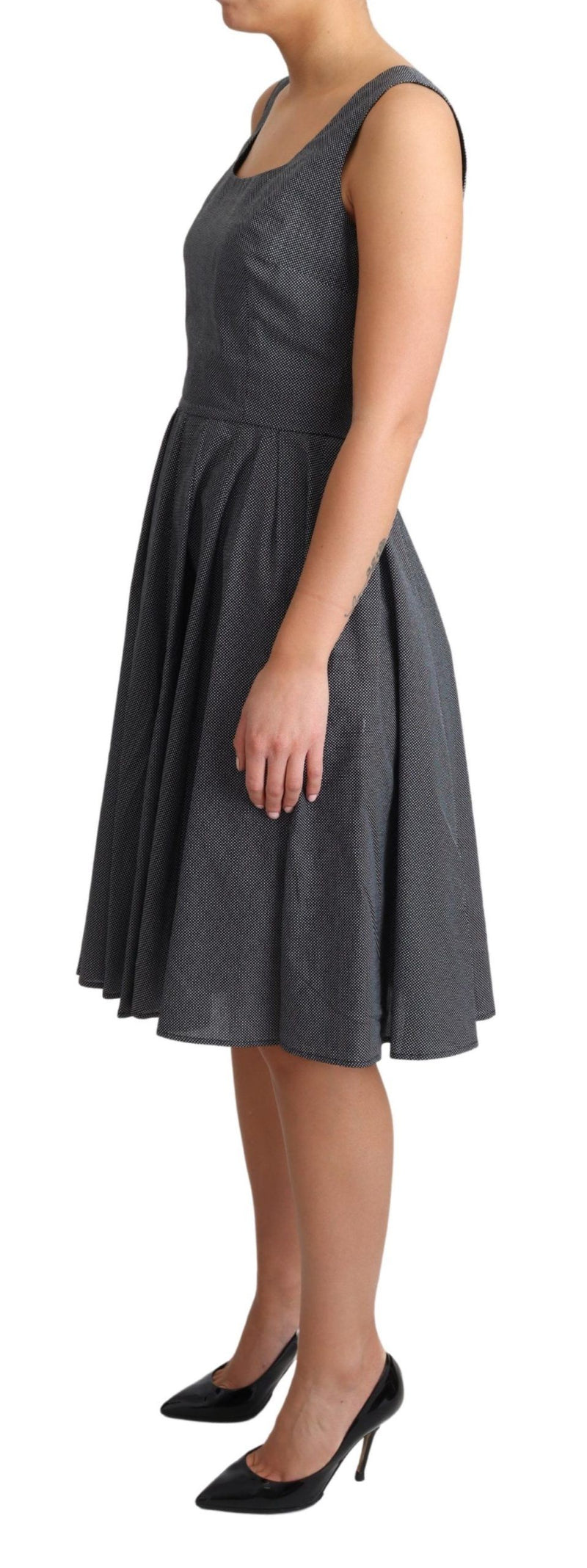 Robe trapèze en coton noir à pois de Dolce &amp; Gabbana
