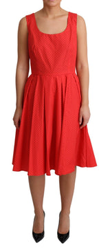 Robe trapèze en coton rouge à pois de Dolce &amp; Gabbana