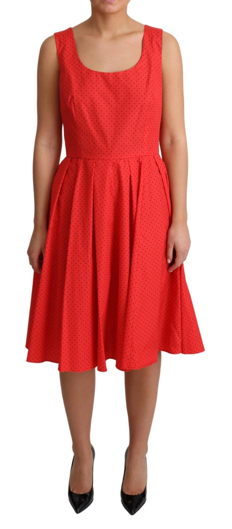 Robe trapèze en coton rouge à pois de Dolce &amp; Gabbana