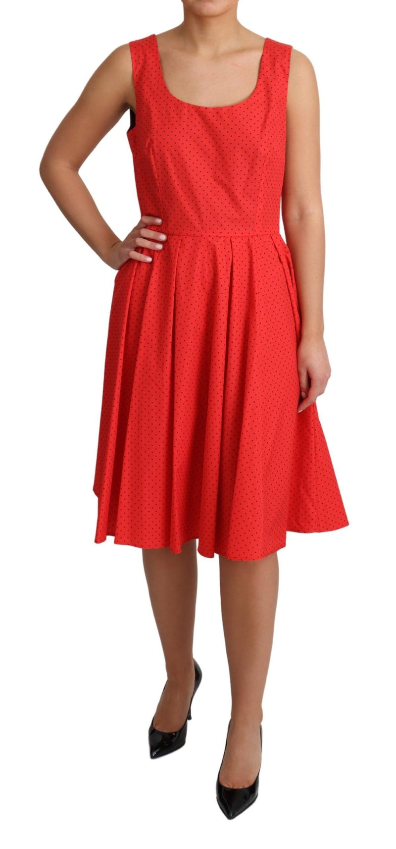 Robe trapèze en coton rouge à pois de Dolce &amp; Gabbana