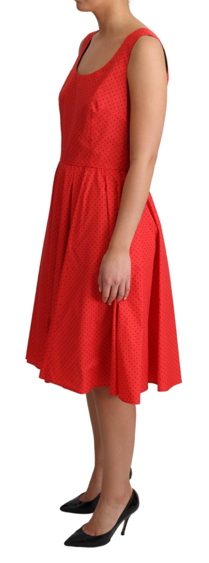 Robe trapèze en coton rouge à pois de Dolce &amp; Gabbana