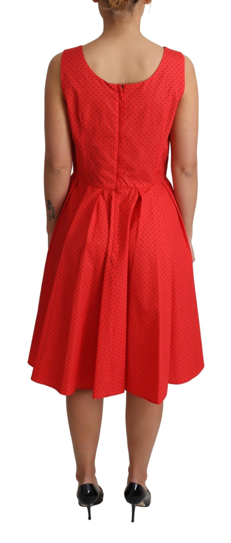 Robe trapèze en coton rouge à pois de Dolce &amp; Gabbana