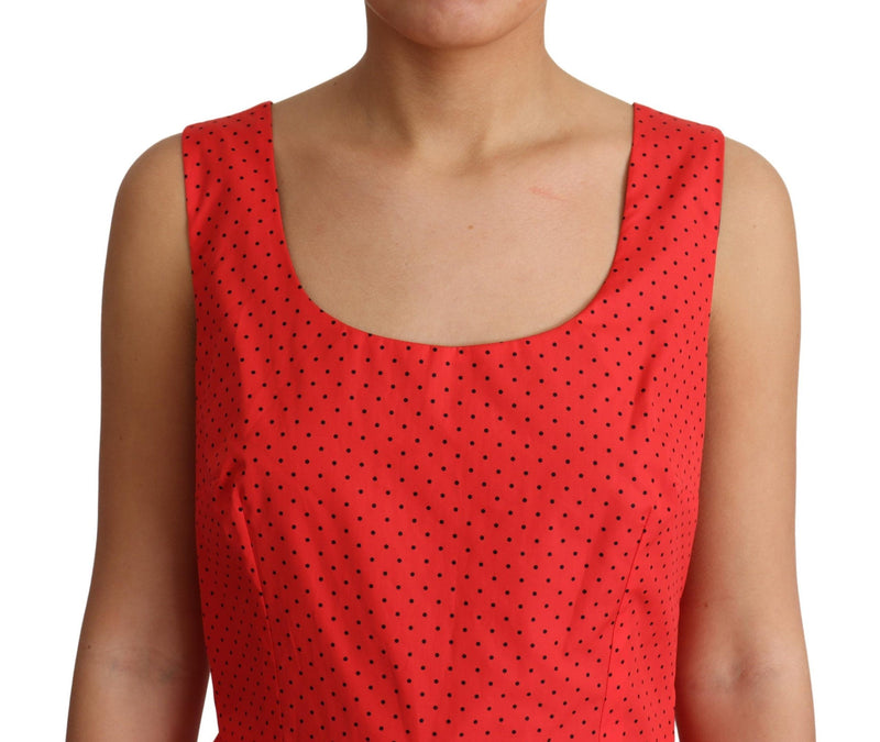 Robe trapèze en coton rouge à pois de Dolce &amp; Gabbana