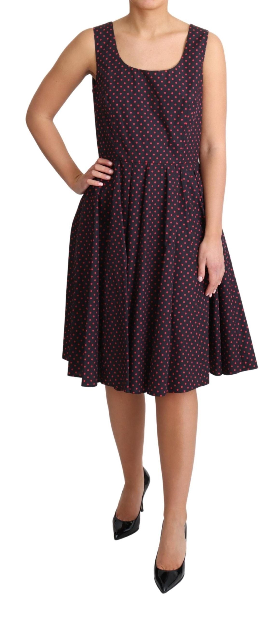 Robe A-line en coton à pois rouges et bleus de Dolce &amp; Gabbana