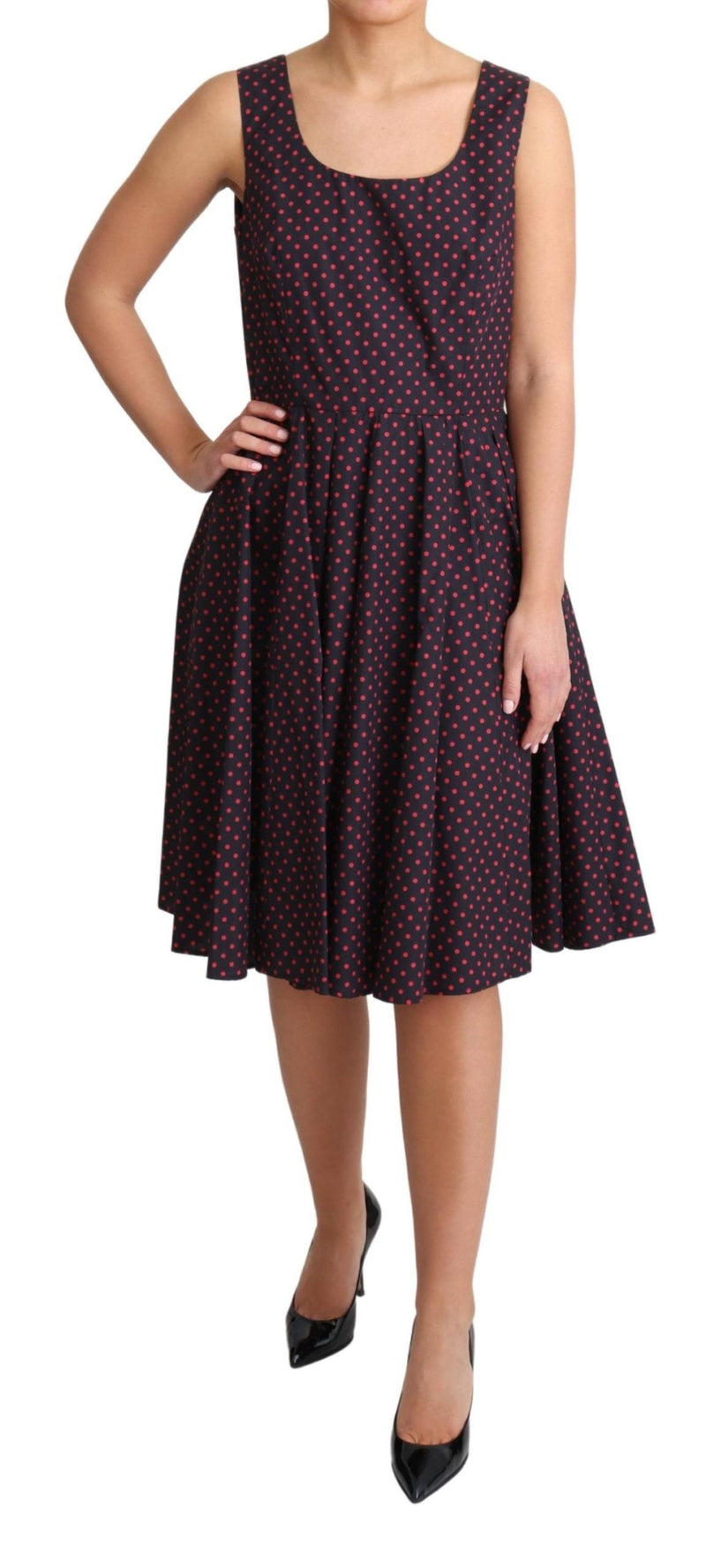 Robe A-line en coton à pois rouges et bleus de Dolce &amp; Gabbana