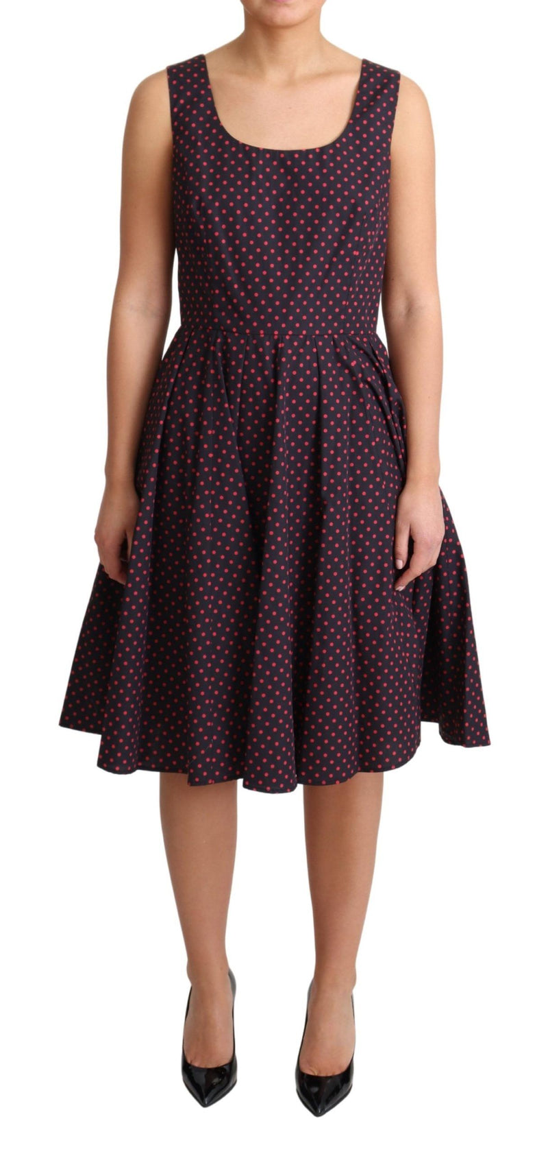 Robe A-line en coton à pois rouges et bleus de Dolce &amp; Gabbana
