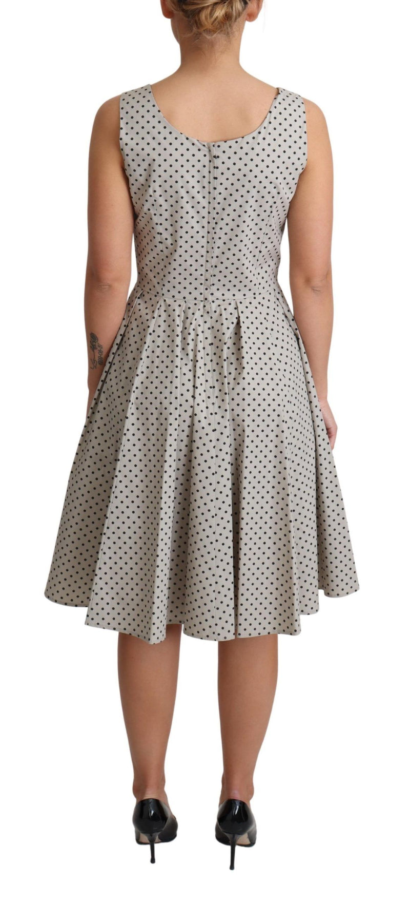 Robe trapèze en coton beige à pois de Dolce &amp; Gabbana