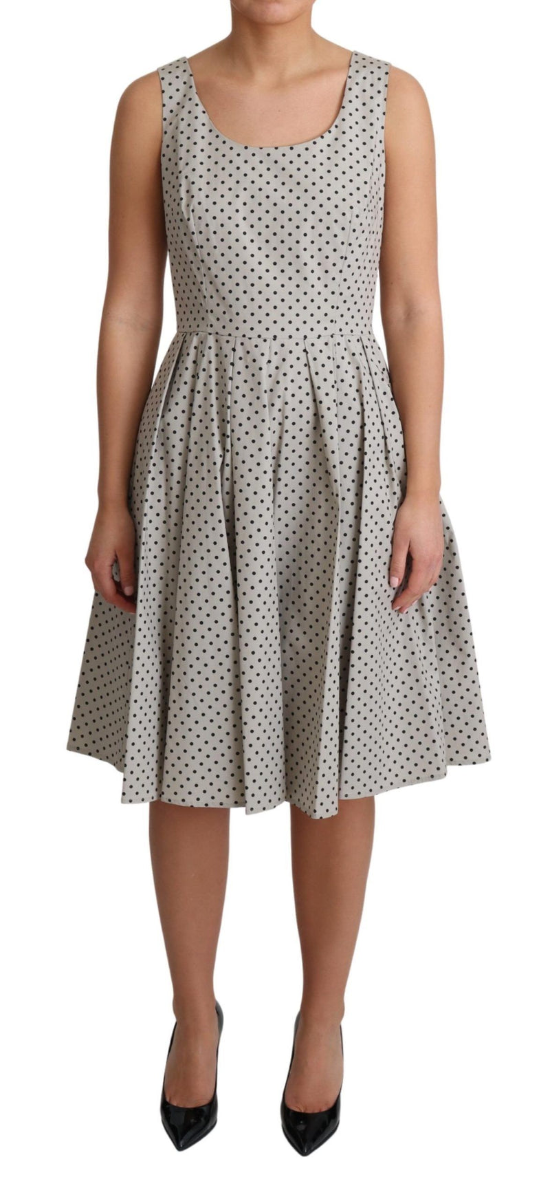 Robe trapèze en coton beige à pois de Dolce &amp; Gabbana