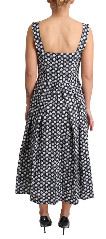 Robe trapèze en coton bleu à motifs géométriques de Dolce & Gabbana