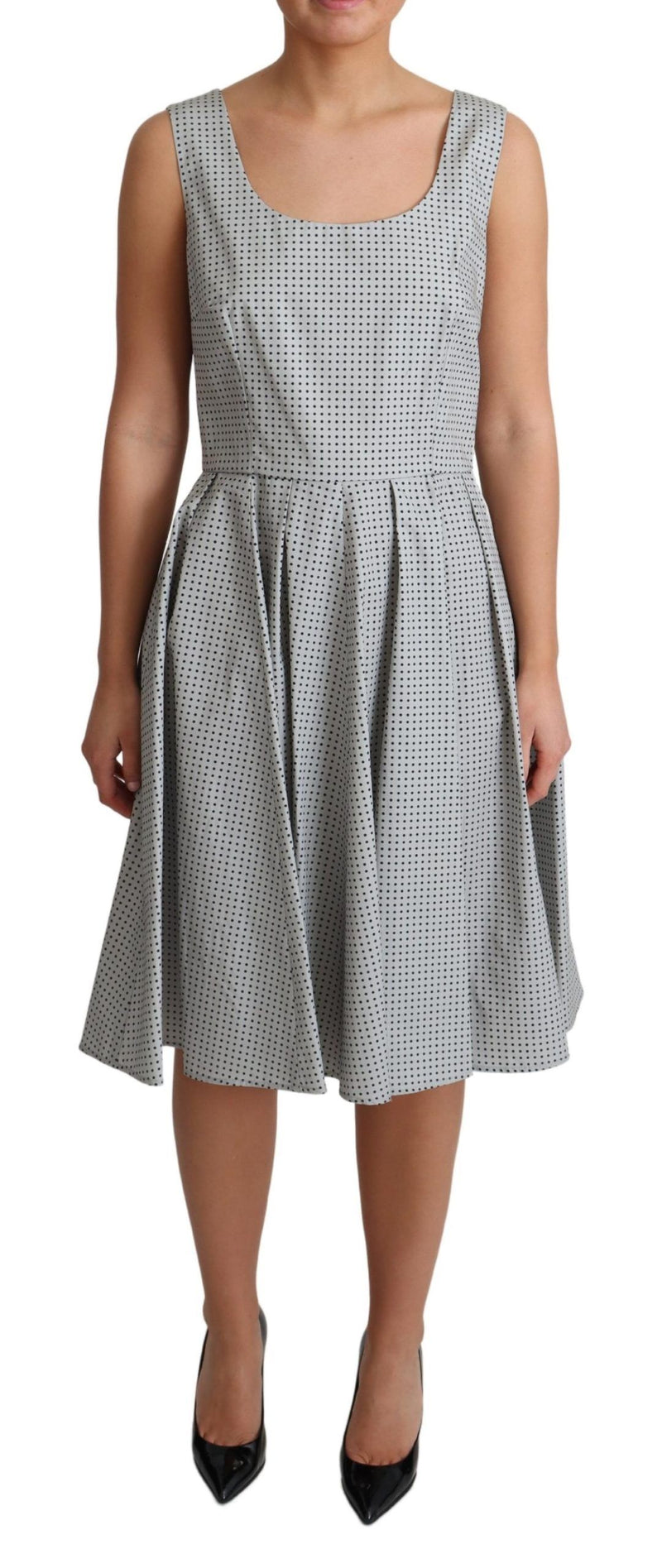Robe trapèze en coton gris à pois de Dolce &amp; Gabbana