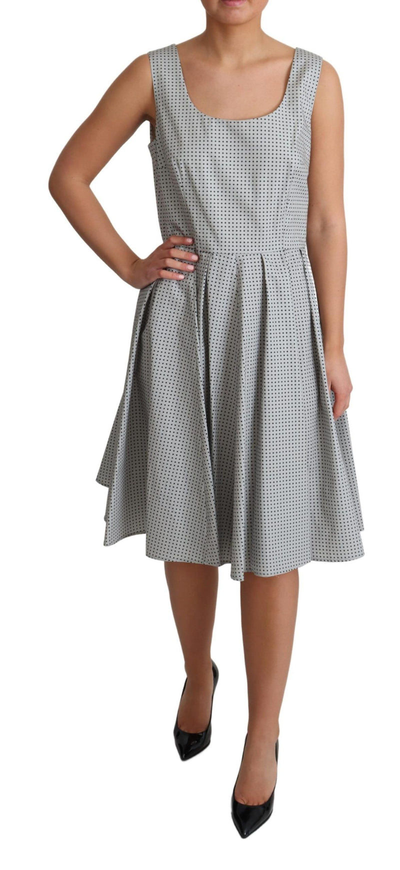 Robe trapèze en coton gris à pois de Dolce &amp; Gabbana