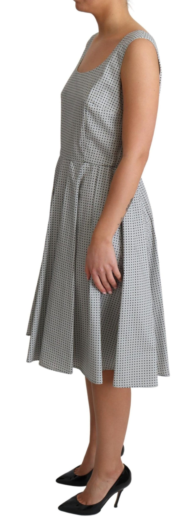 Robe trapèze en coton gris à pois de Dolce &amp; Gabbana