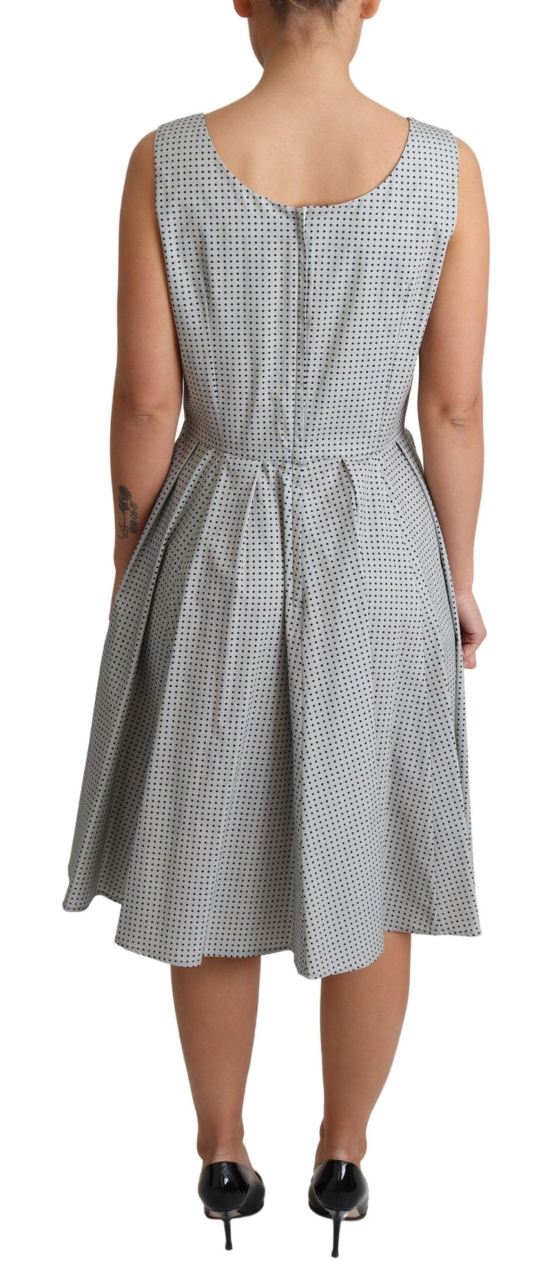 Robe trapèze en coton gris à pois de Dolce &amp; Gabbana
