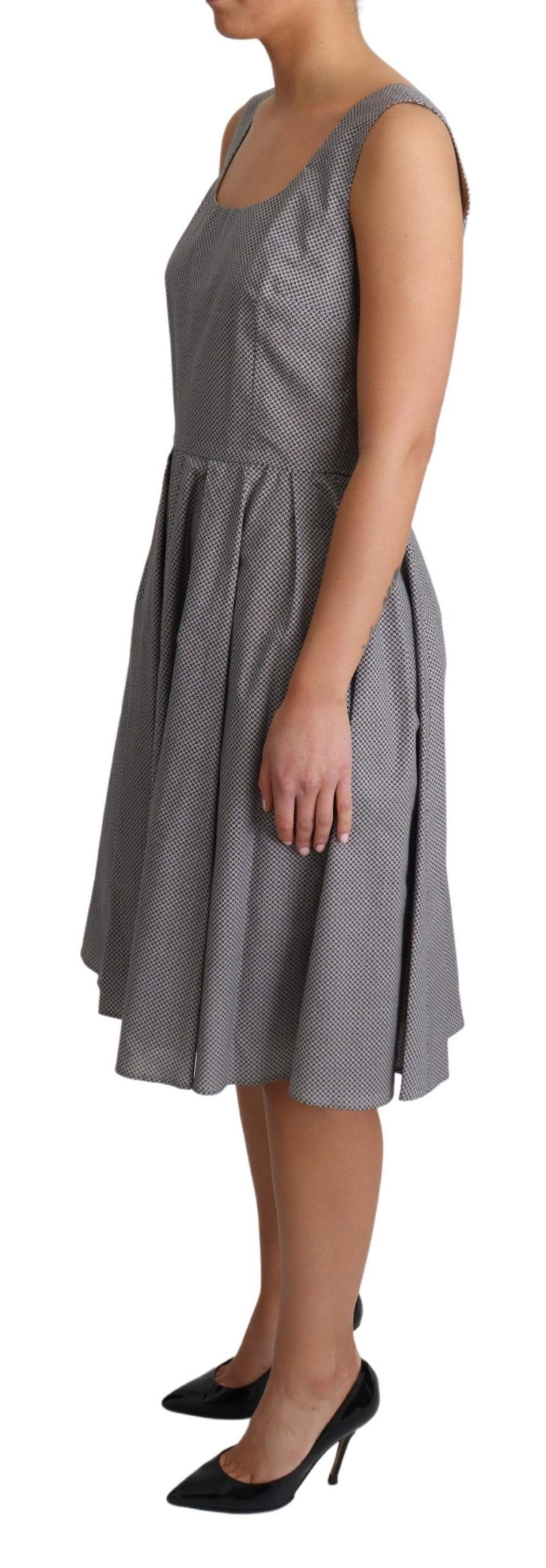 Robe trapèze en coton bleu et beige à motifs géométriques de Dolce &amp; Gabbana