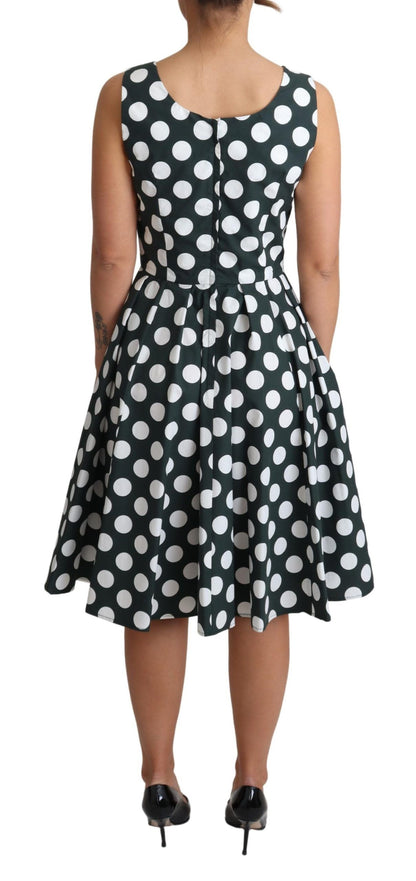 Robe trapèze en coton à pois verts de Dolce & Gabbana