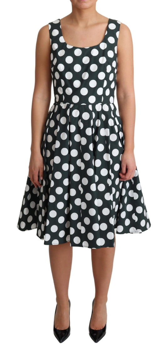 Robe trapèze en coton à pois verts de Dolce & Gabbana
