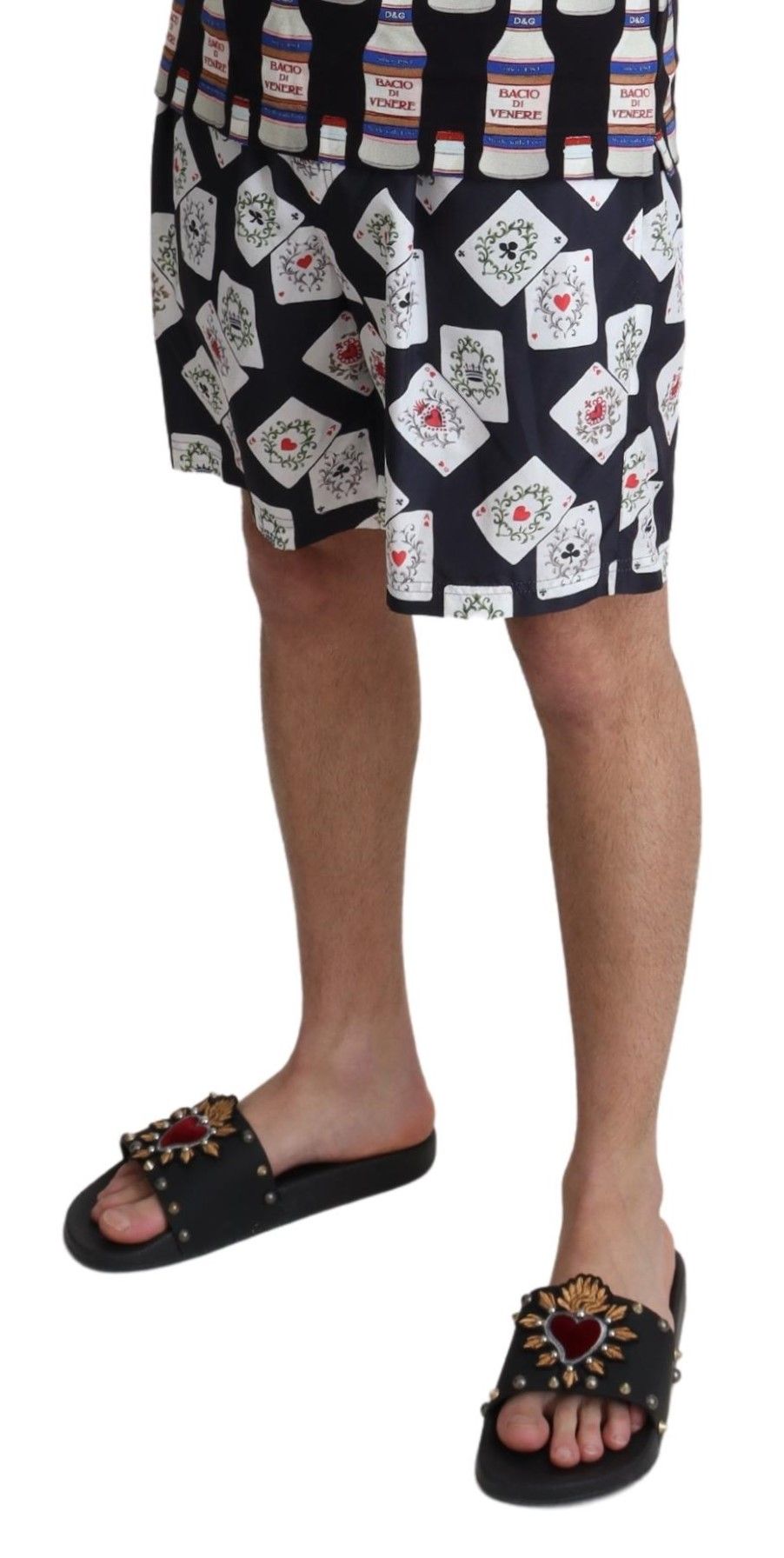 Short de bain imprimé "Black Card Deck" de Dolce &amp; Gabbana