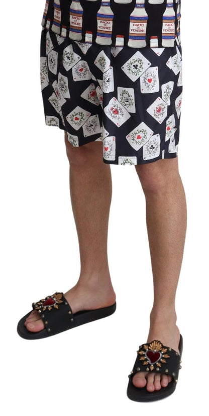 Short de bain imprimé "Black Card Deck" de Dolce & Gabbana