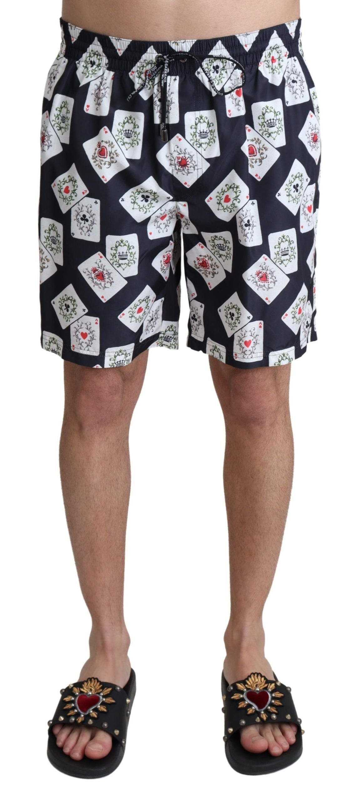 Short de bain imprimé "Black Card Deck" de Dolce &amp; Gabbana