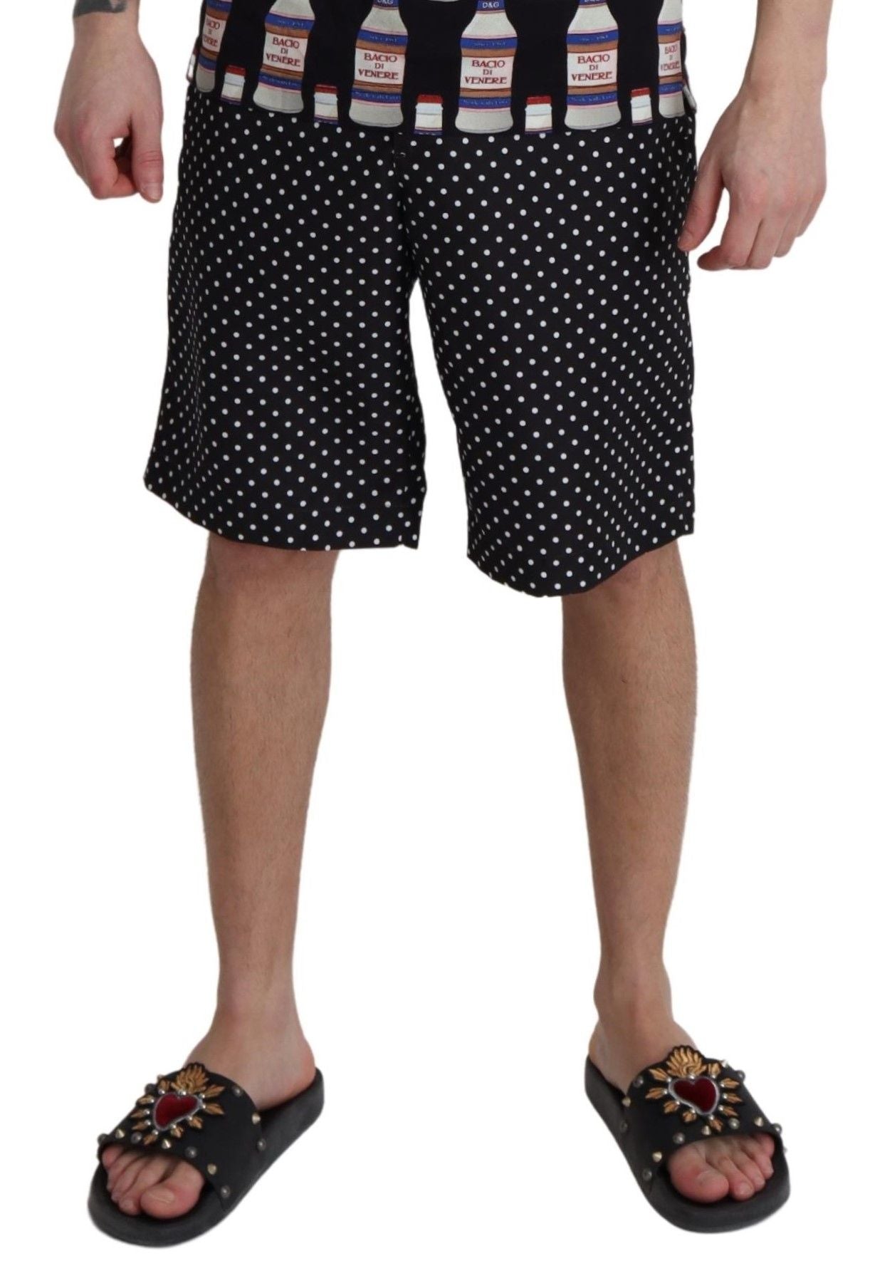 Short de bain noir à pois de Dolce & Gabbana