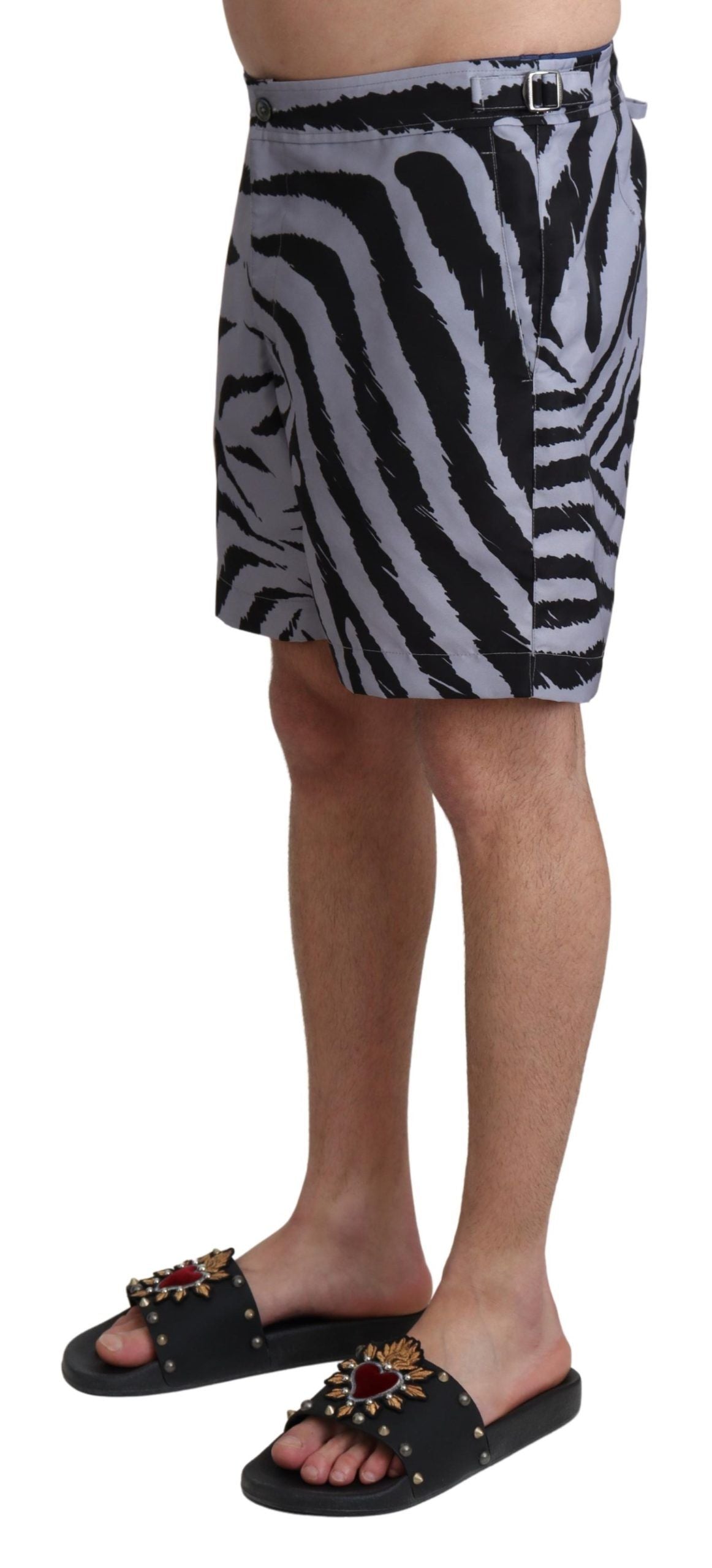 Short de plage gris à imprimé zèbre de Dolce & Gabbana