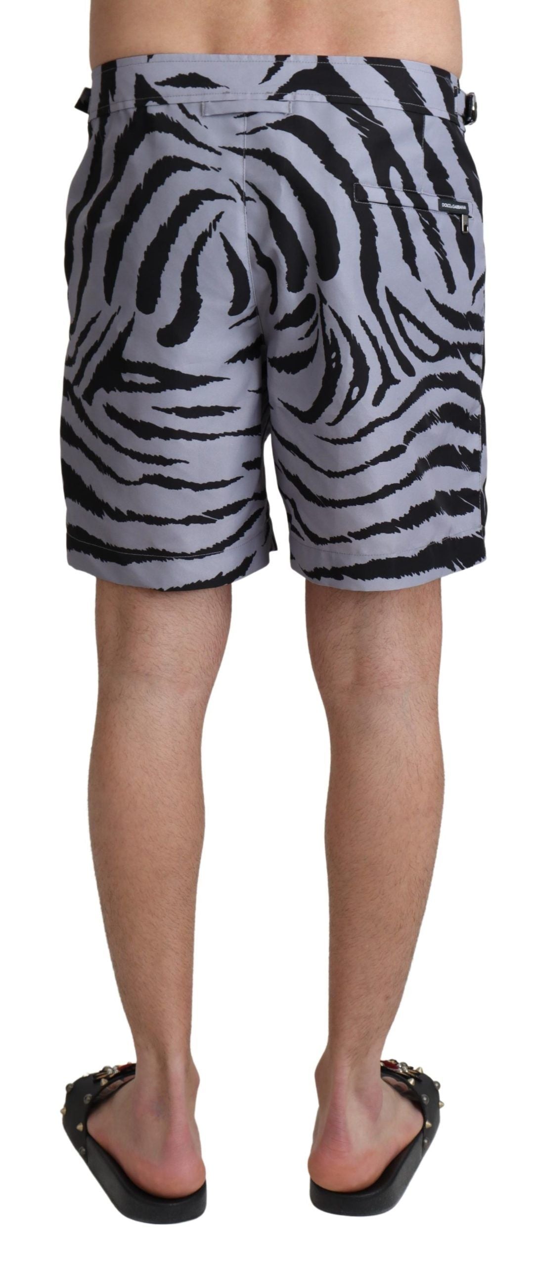 Short de plage gris à imprimé zèbre de Dolce & Gabbana