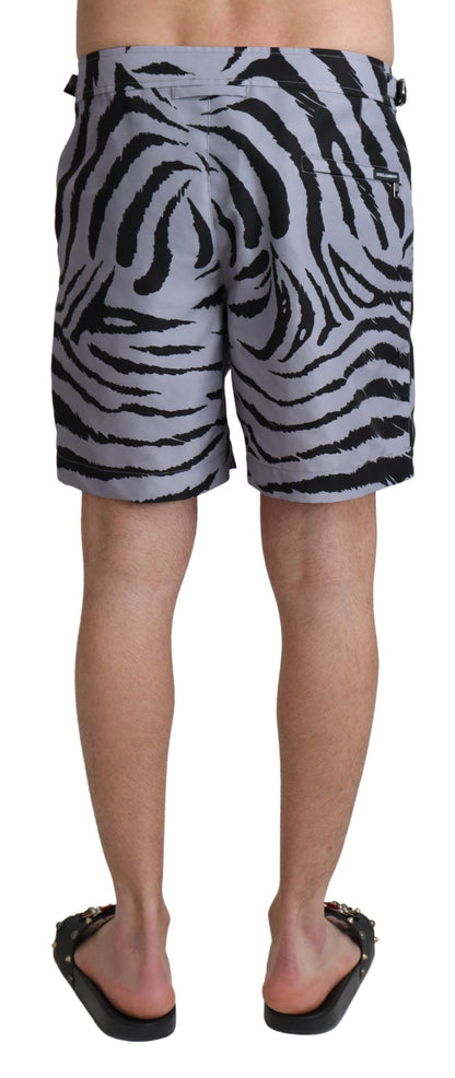 Short de plage gris à imprimé zèbre de Dolce & Gabbana
