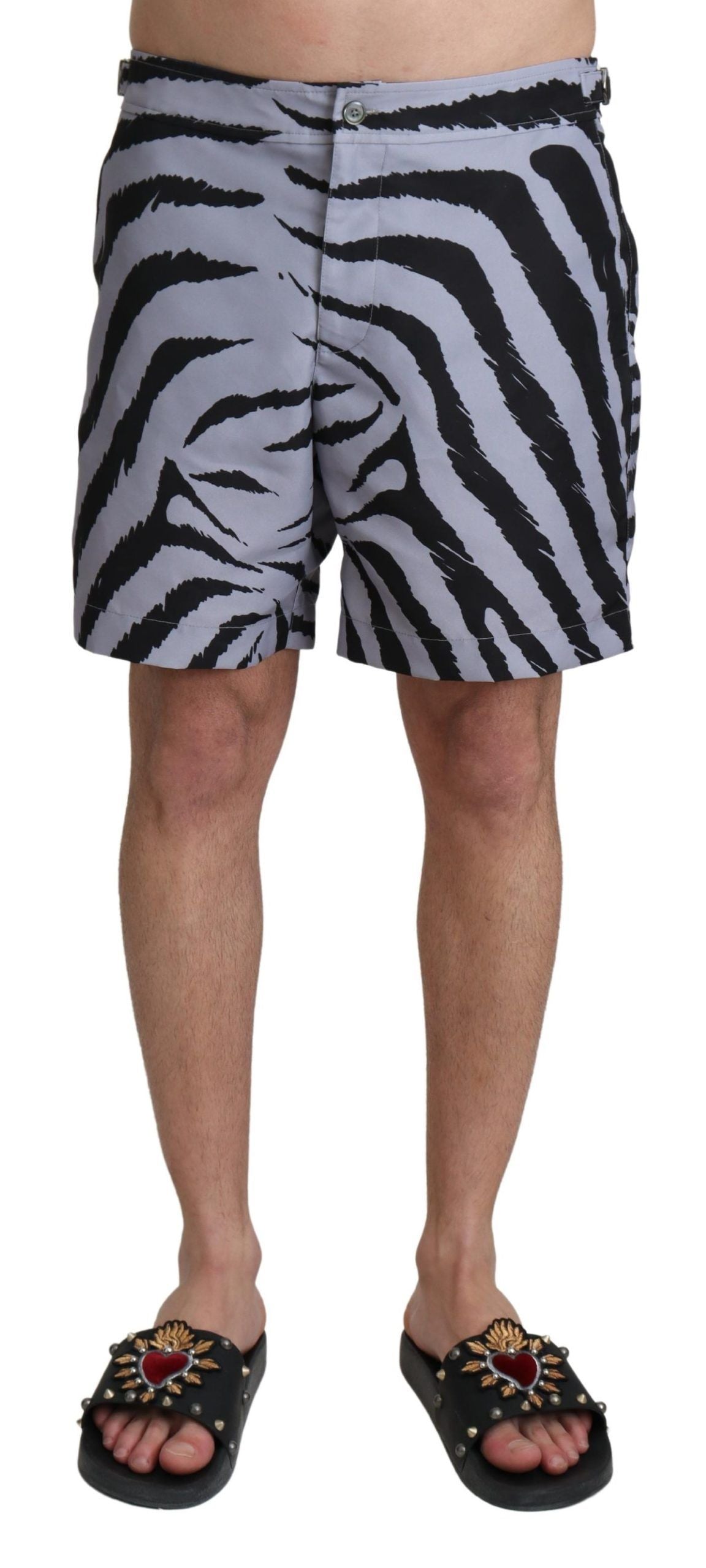 Short de plage gris à imprimé zèbre de Dolce & Gabbana