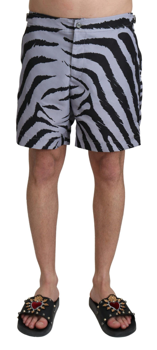 Short de plage gris à imprimé zèbre de Dolce & Gabbana