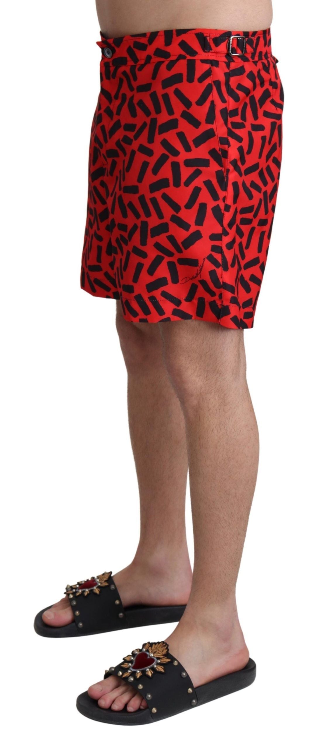 Short de bain/maillot de bain à motifs rouges Dolce & Gabbana