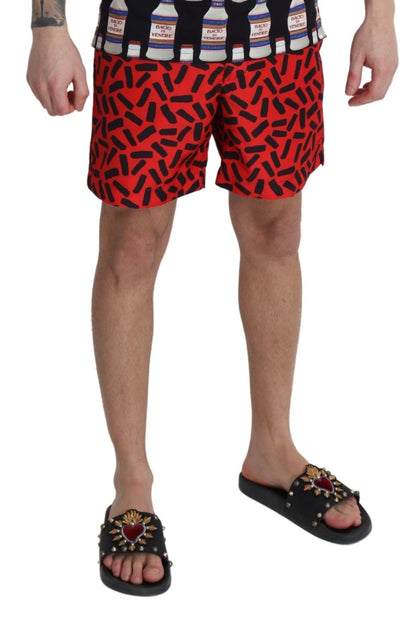 Short de bain/maillot de bain à motifs rouges Dolce & Gabbana