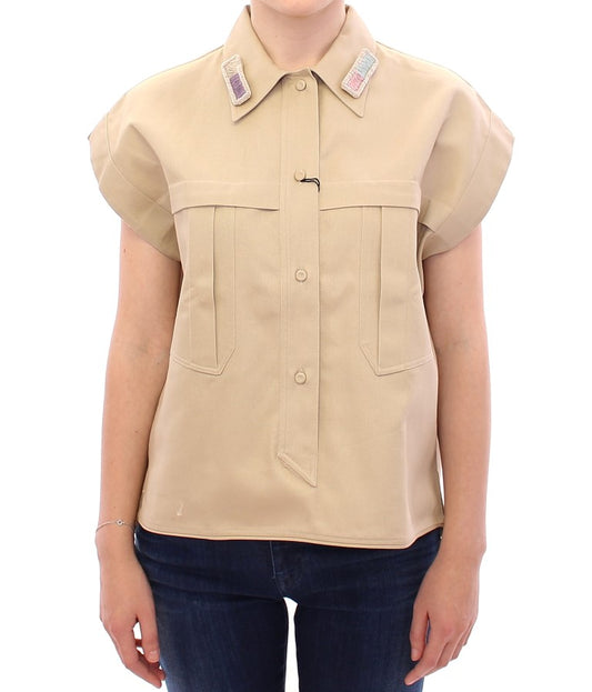 Blouse beige sans manches Andrea Incontri