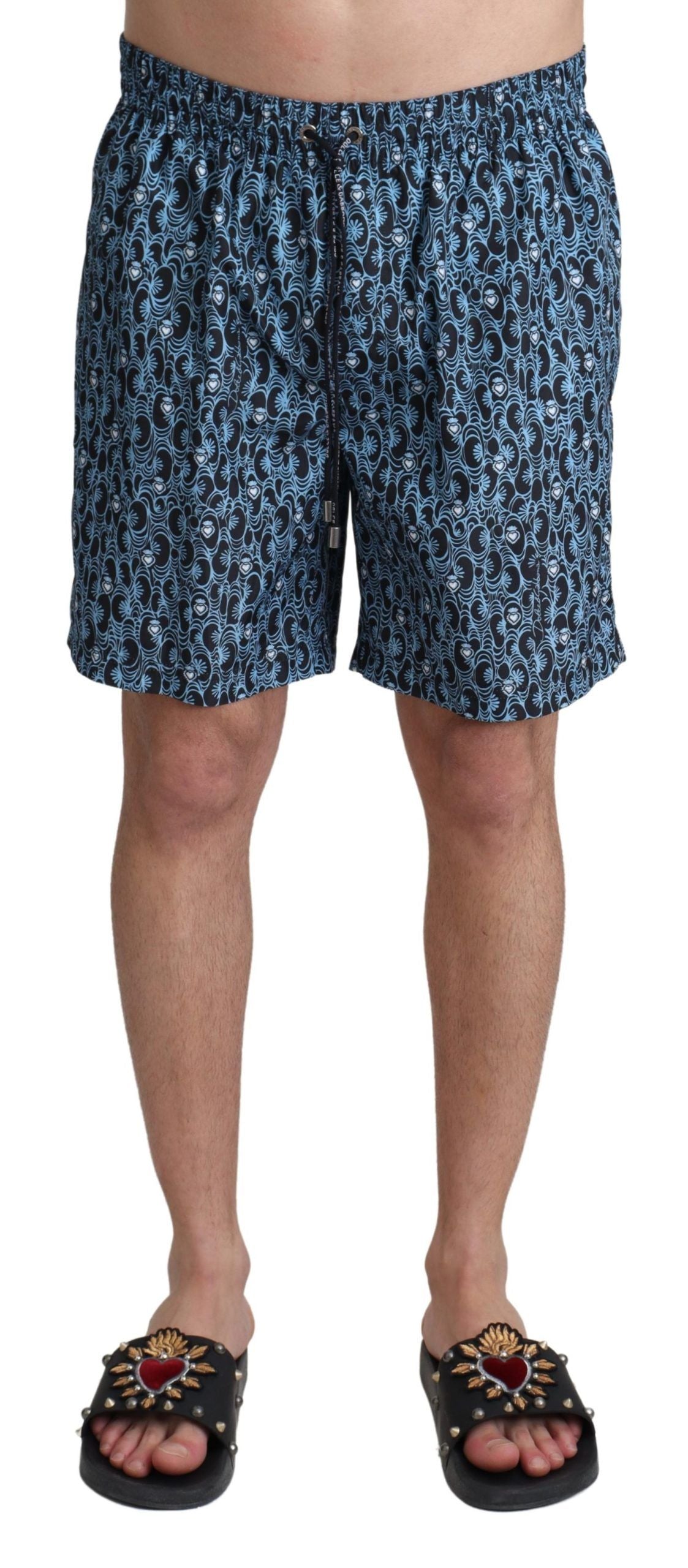 Short de bain imprimé bleu à motifs Dolce &amp; Gabbana