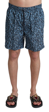 Short de bain imprimé bleu à motifs Dolce &amp; Gabbana