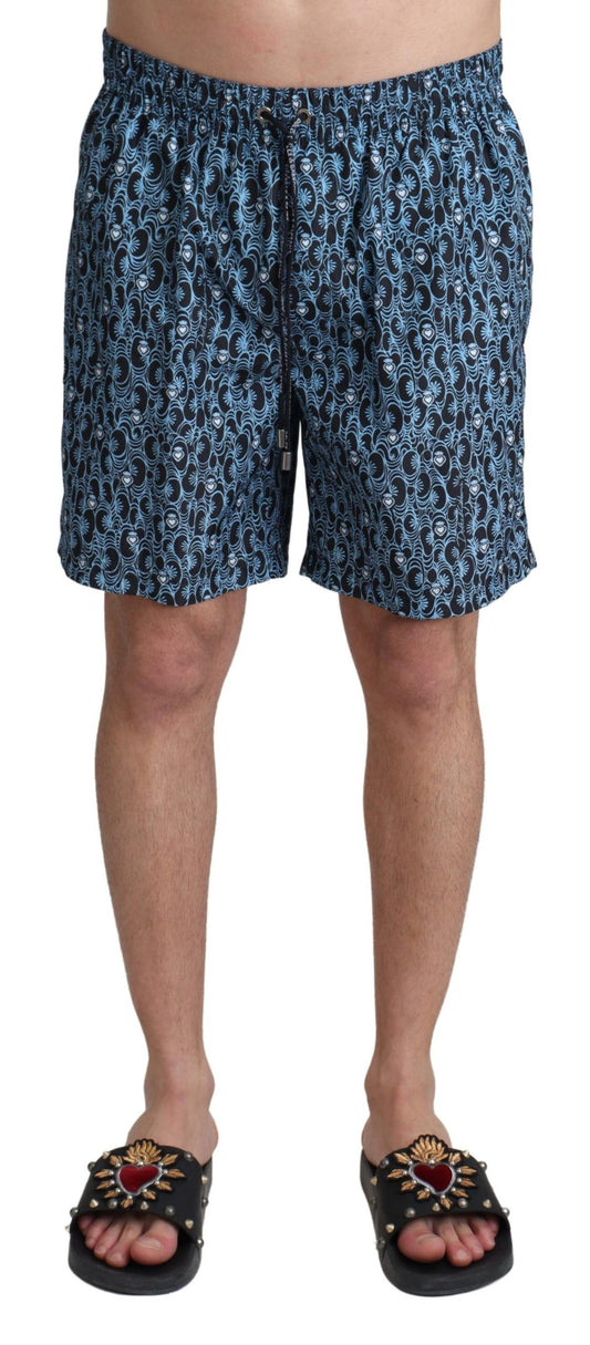 Short de bain imprimé bleu à motifs Dolce & Gabbana