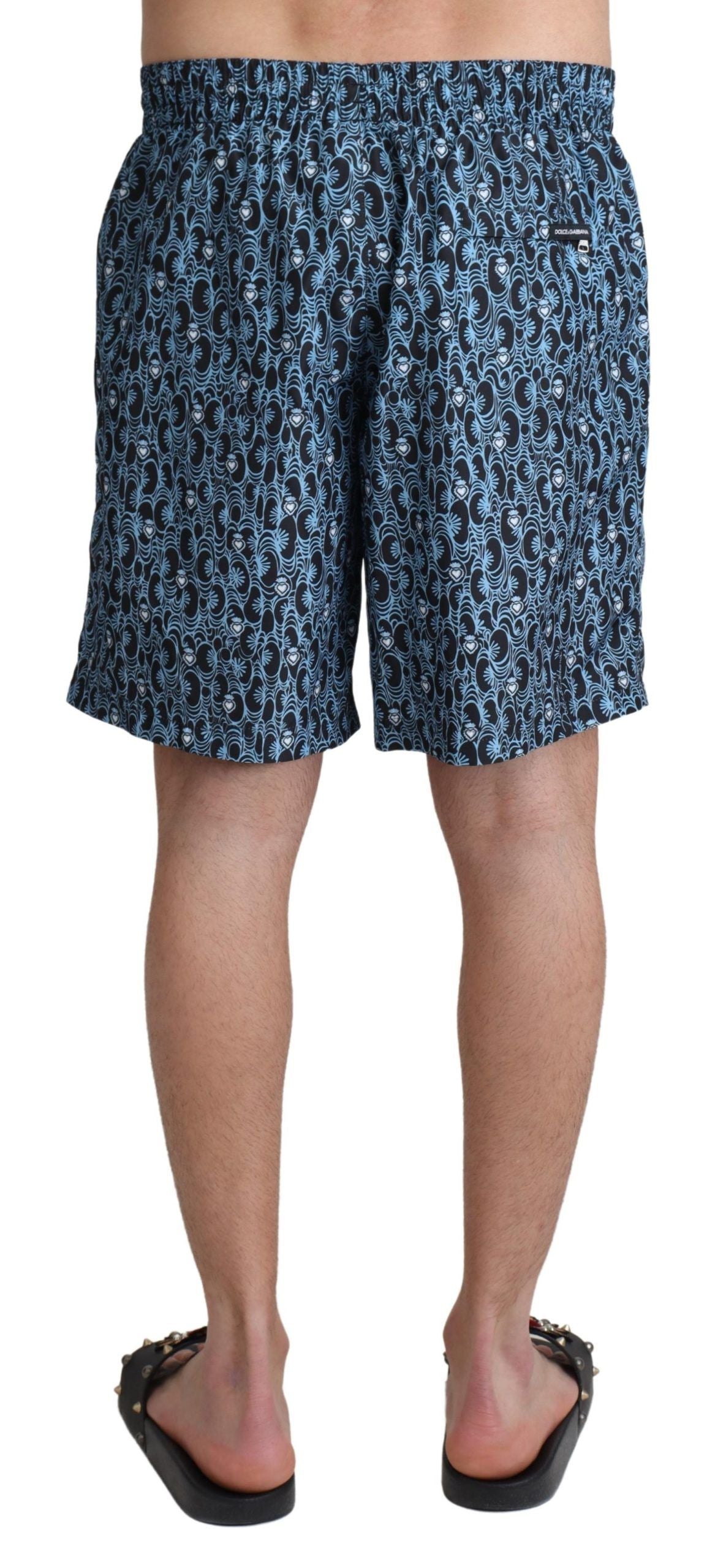 Short de bain imprimé bleu à motifs Dolce & Gabbana