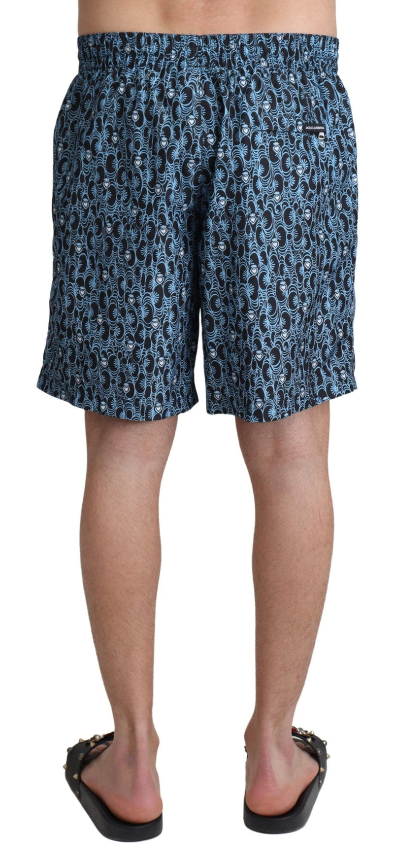 Short de bain imprimé bleu à motifs Dolce &amp; Gabbana
