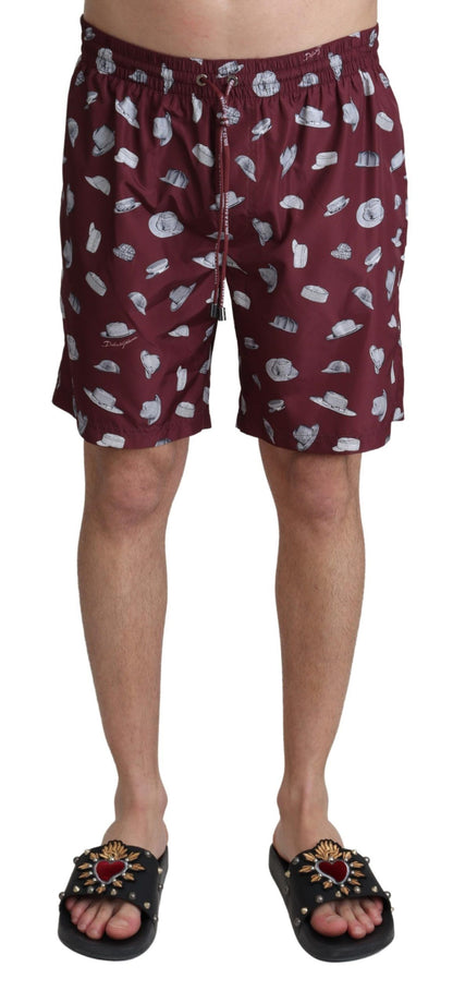 Shorts de bain et maillots de bain Dolce & Gabbana, imprimé chapeaux, couleur marron.