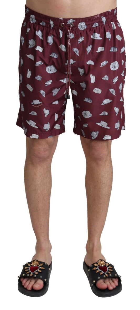 Shorts de bain et maillots de bain Dolce & Gabbana, imprimé chapeaux, couleur marron.