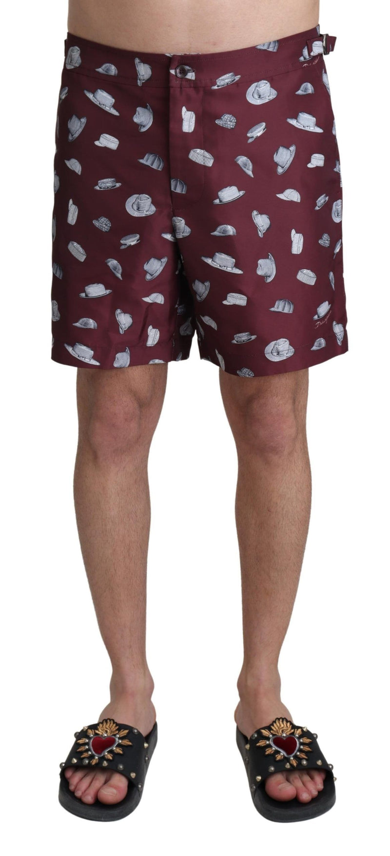 Shorts de bain et maillots de bain Dolce &amp; Gabbana, imprimé chapeaux, couleur marron.