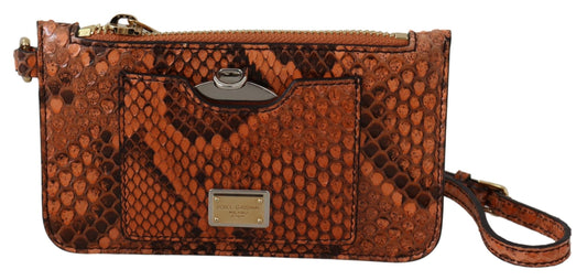 Porte-monnaie en cuir marron Dolce &amp; Gabbana avec miroir et dragonne Portefeuille AGNESE