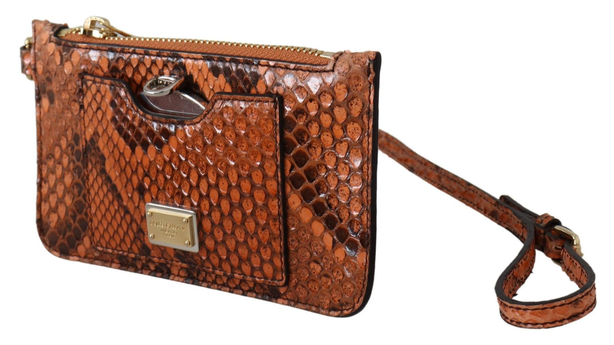 Porte-monnaie en cuir marron Dolce &amp; Gabbana avec miroir et dragonne Portefeuille AGNESE