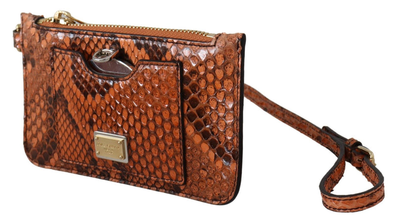 Porte-monnaie en cuir marron Dolce &amp; Gabbana avec miroir et dragonne Portefeuille AGNESE