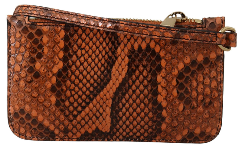 Porte-monnaie en cuir marron Dolce &amp; Gabbana avec miroir et dragonne Portefeuille AGNESE