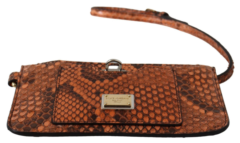 Porte-monnaie en cuir marron Dolce &amp; Gabbana avec miroir et dragonne Portefeuille AGNESE