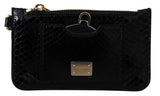 Porte-monnaie en cuir noir Dolce &amp; Gabbana avec miroir et portefeuille Agnese